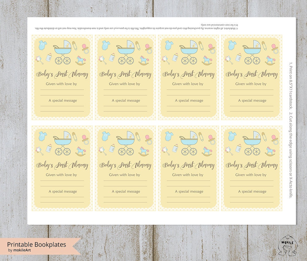 Printable Bookplate-printable Baby Shower -book Plates -baby Shower ...