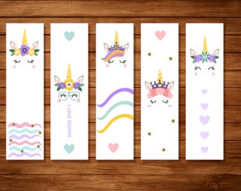 Unicorn Bookmarks: Printable Bookmark Set (Digital Download)