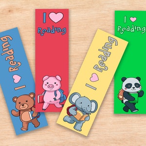 Printable Animal Bookmarks: Kids Reading Set (Digital Download)