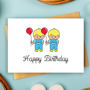 twins birthday cards,Birthday Card, for twins Boys, twins Greeting  cards, Birthday twins boys , Birthday printable,HAPPY BIRTHDAY CARD