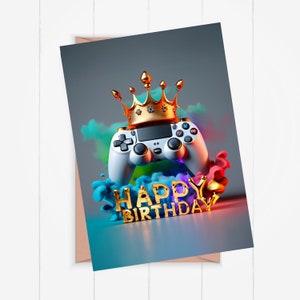 Carte d'anniversaire, carte d'anniversaire de joueur, carte d'anniversaire d'adolescent, carte d'anniversaire de préado, jeux vidéo, téléchargement immédiat