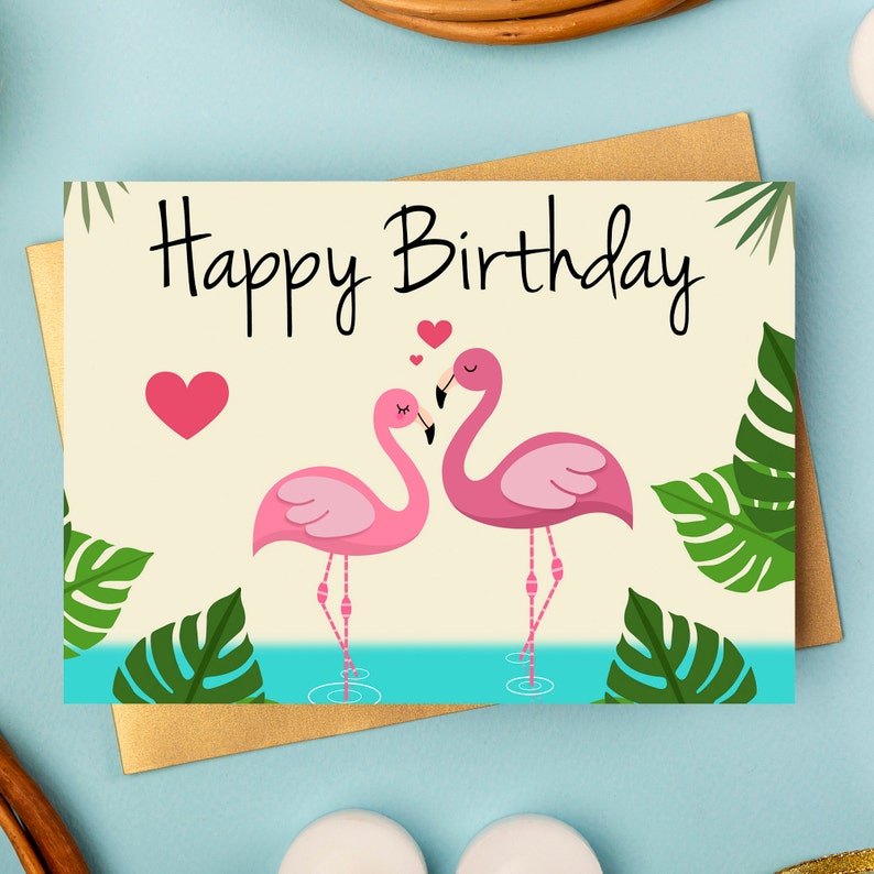 Birthday Card Flamingo Birthday printable Birthday Card - Etsy UK