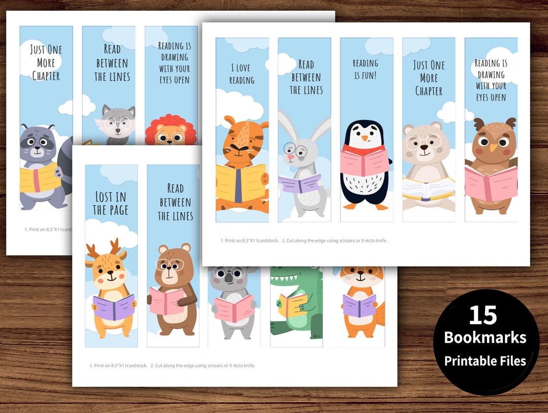 Printable Bookmarks Template Animals Bookmarks Printable - Etsy
