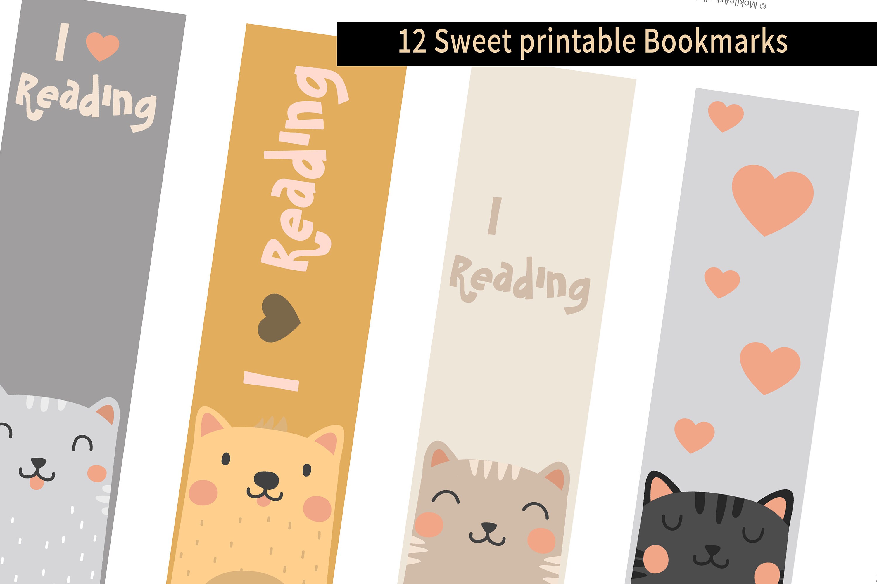 Printable Bookmarks Template, Cats Bookmarks, Printable Bookmarks Set ...