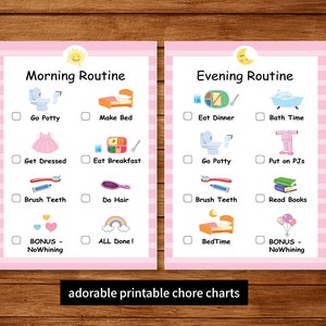 Kids Chore Chart Printable Morning and Evening routine Chart - Etsy