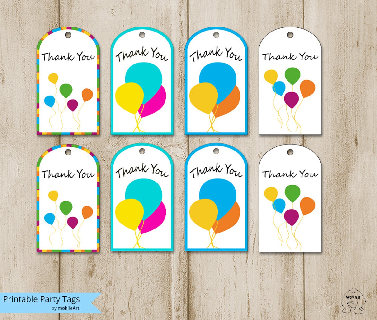 Printable birthday tagsprintable thank you tags Etsy Nederland