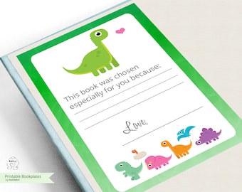 Dinosaur Bookplate – Printable Children's Book Label (Instant Download)