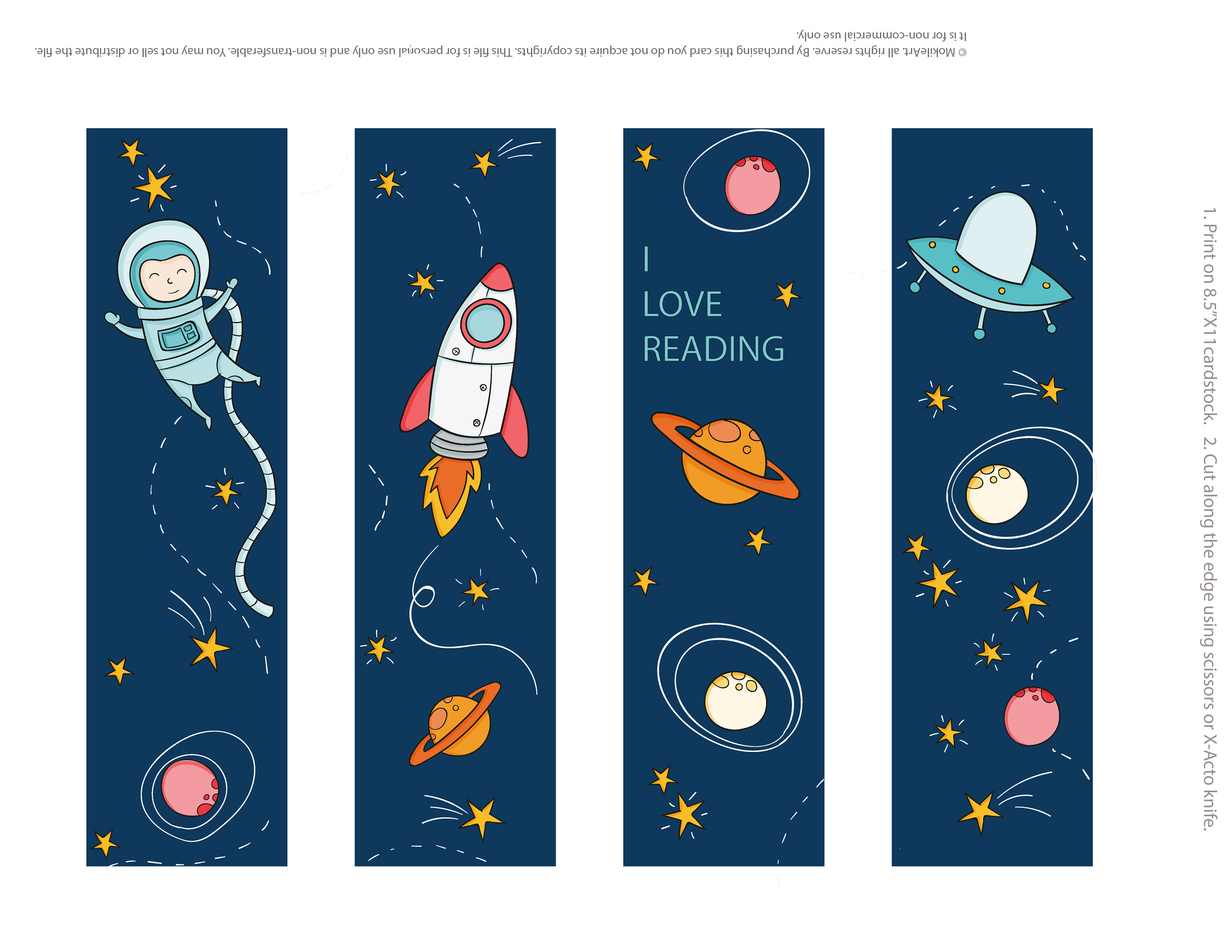 Bookmarks for Kids, Bookmarks Template, Space Bookmarks, Printable Gift ,set of Bookmarks Space