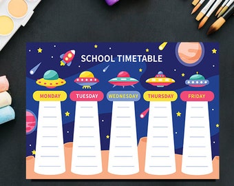 Space Weekly Schedule Printable: Homeschool Planner (Digital Download)