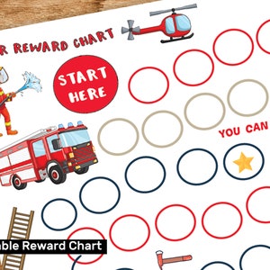 Printable Fire Engin Reward Chart, Sticker Chart, Instant Download ...