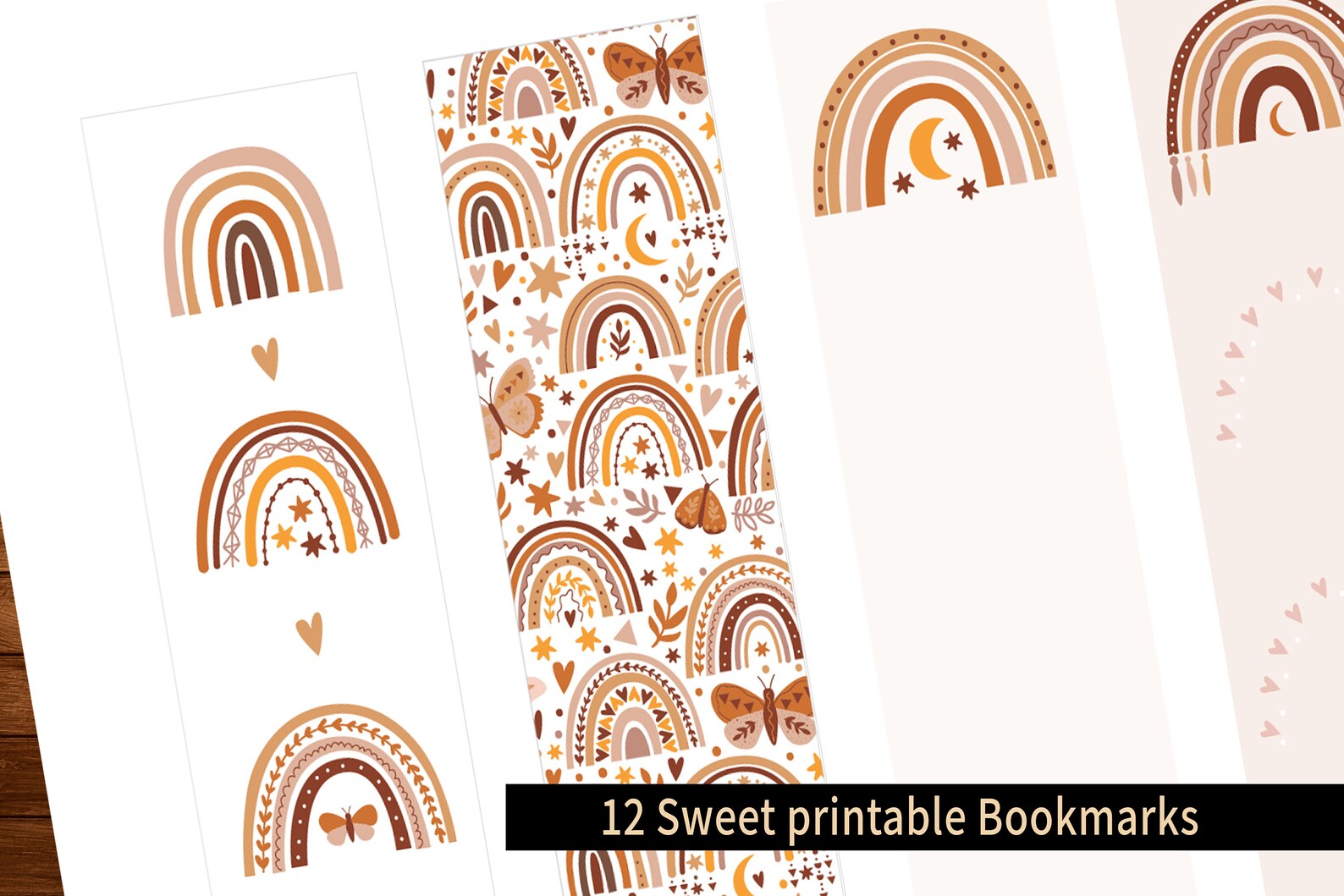 Printable Bookmarks Template Rainbows Bookmarks Rainbow Etsy