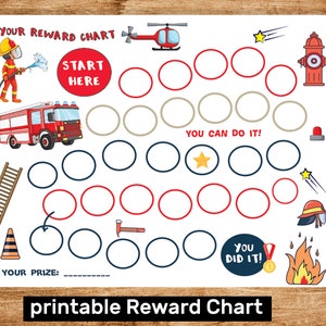 Printable Fire Engin Reward Chart, Sticker Chart, Instant Download ...