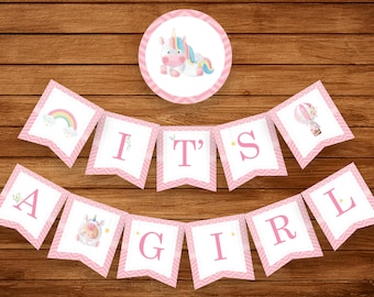 Its A Girl Banner, PRINTABLE, Baby Shower Banner, Pink Baby Shower Decorations, Its a Girl Sign, Girl Shower Idea, INSTANT DOWNLOAD, Digital