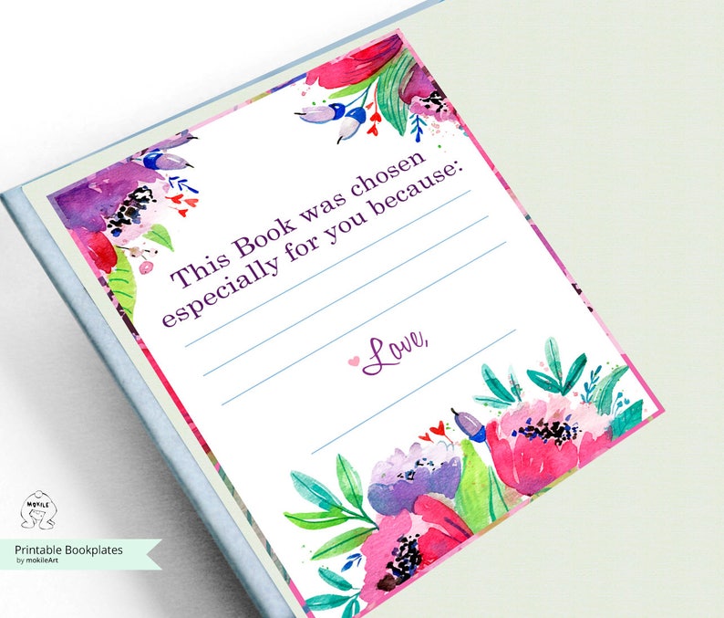 Printable Bookplates baby Shower Bookplate-floral - Etsy