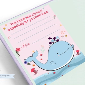 Printable Bookplates -Book Plates -Baby Shower Bookplate - INSTANT DOWNLOAD-Bookplates-whale- Childrens Bookplate,Book-themed-Whale