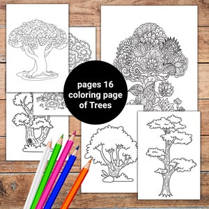 Kleurplaat Boom: 16 afdrukbare ontwerpen (digitale download)