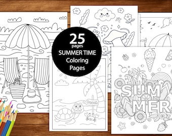 Summer Coloring Pages, 25 Kids Beach Activity Sheets (PDF)