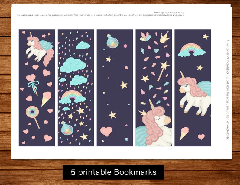 Printable Bookmarks Template Charisms Gift Unicorn - Etsy