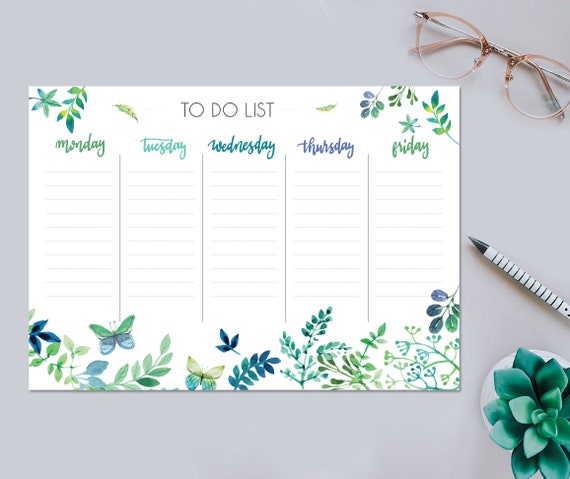 to do list printable floral watercolors weekly etsy