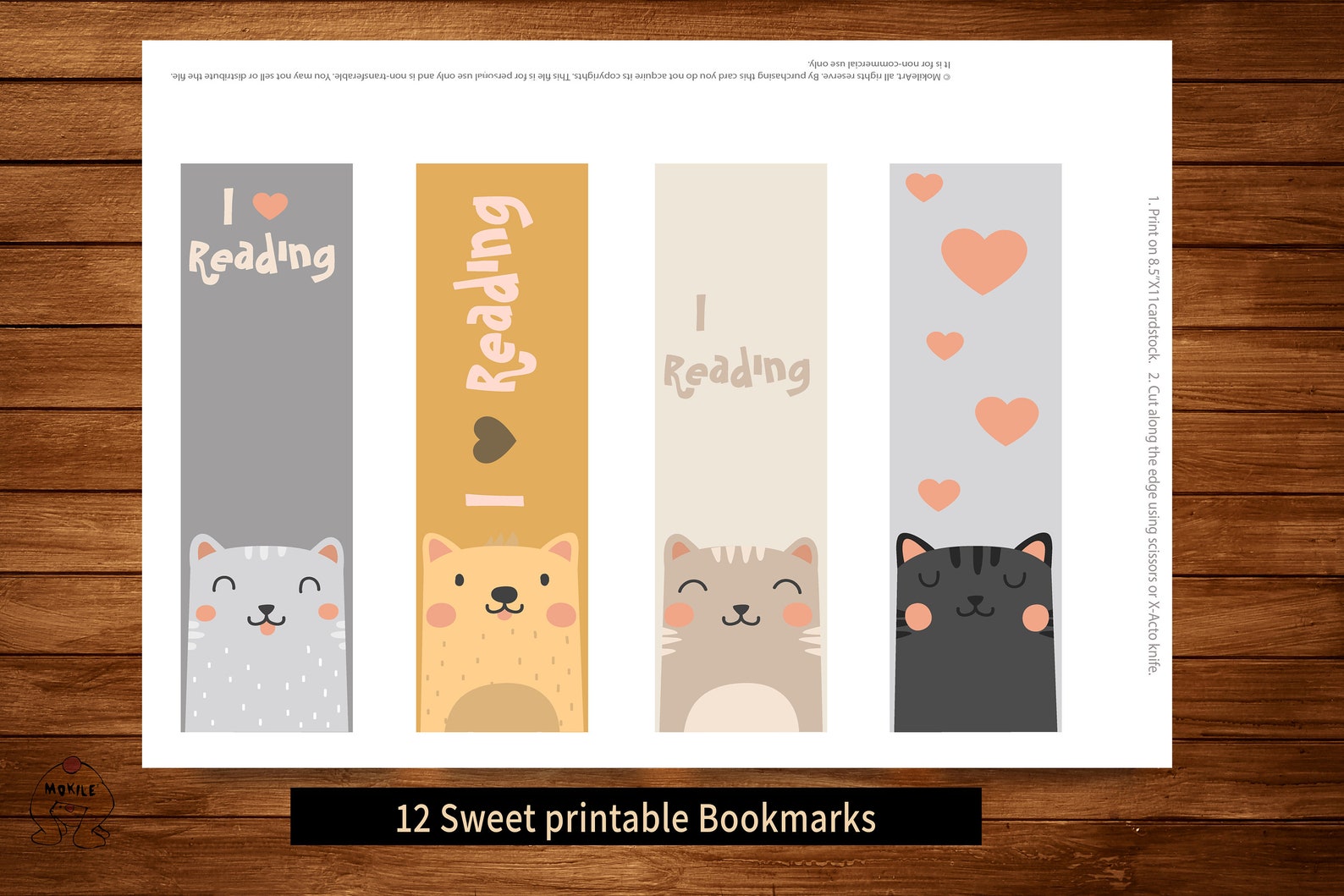 Printable Bookmarks Template, Cats Bookmarks, Printable Bookmarks Set ...