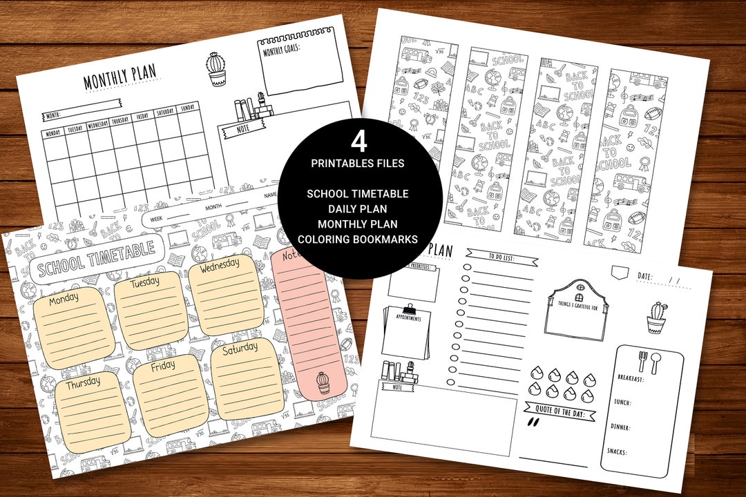 Daily Plan, Monthly Plan, Colouring Page BOOKMARKS, Planner Printable ...