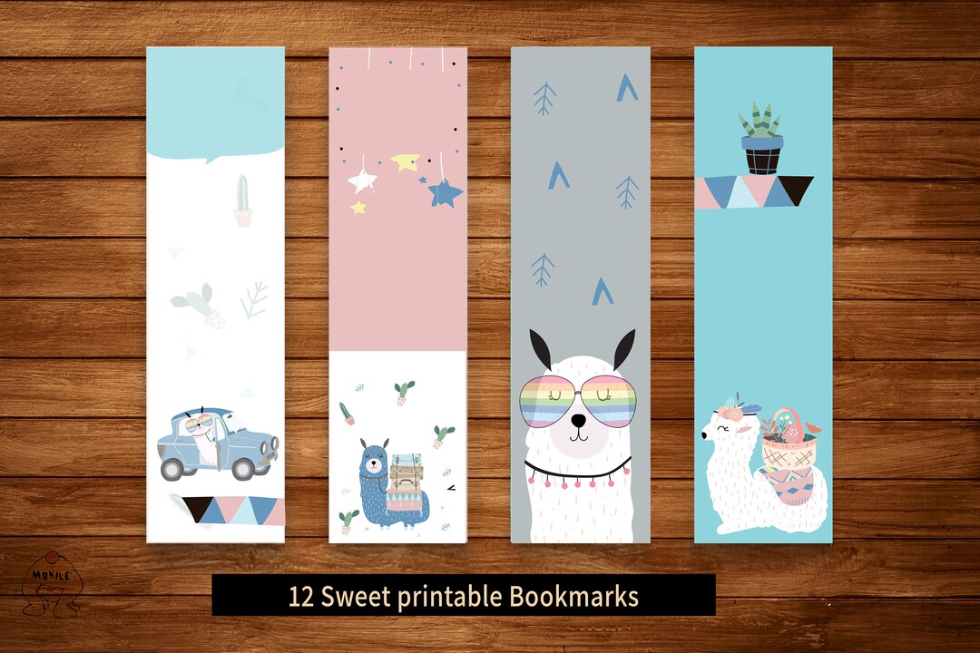 Llama & Cactus Printable Bookmarks: Set of 12 (PDF) - Etsy