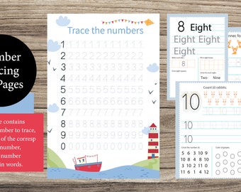 Number Tracing Worksheets 0-10: Preschool Handwriting Practice (PDF + JPG)