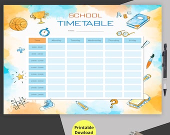 Printable Weekly School Timetable Planner (A4/Letter)