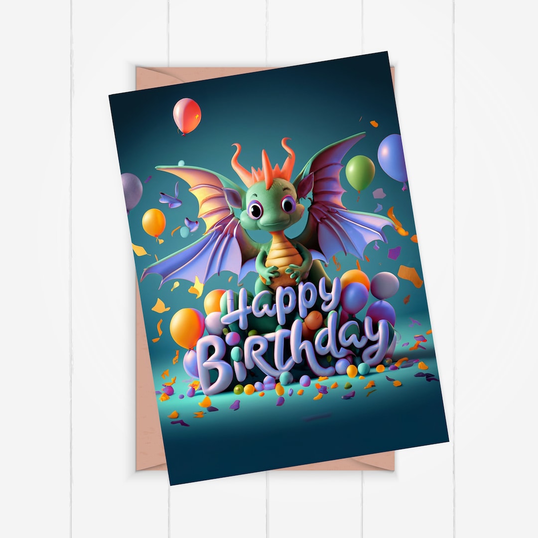 Dragon Card , Dragon Birthday Card ,dragon Birthday ,printable Birthday ...