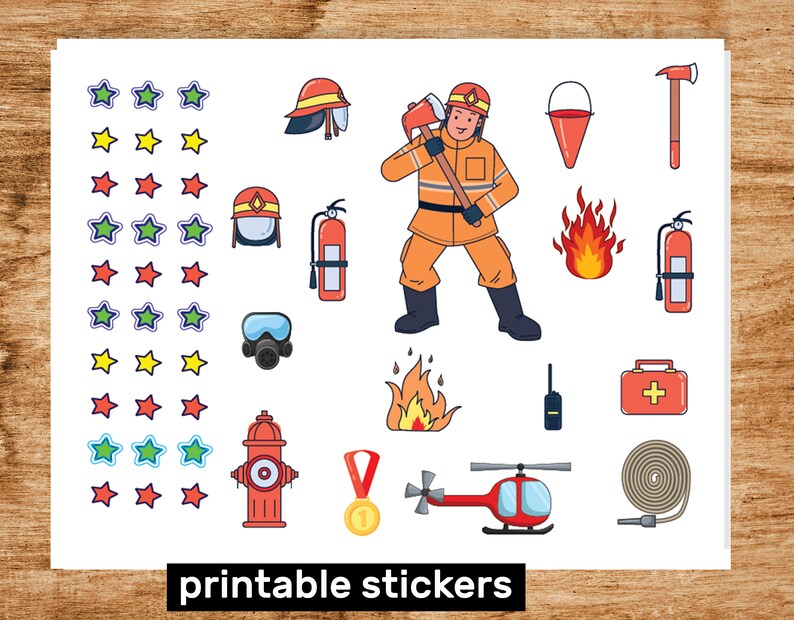 Printable Fire Engin Reward Chart, Sticker Chart, Instant Download