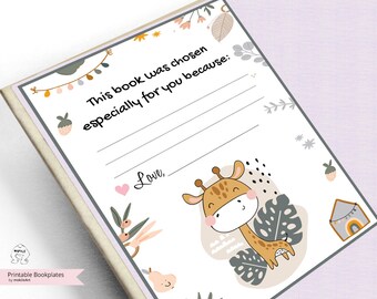 Giraffe Baby Shower Bookplates: Woodland Animals Printable (PDF)
