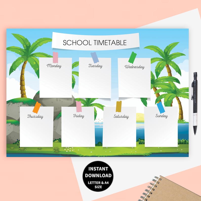 home school schedule,kids Weekly, Schedule Printable, Hourly Planner, Weekly Organizer, Weekly Printable, Daily Schedule, Homeschool Planner image 1