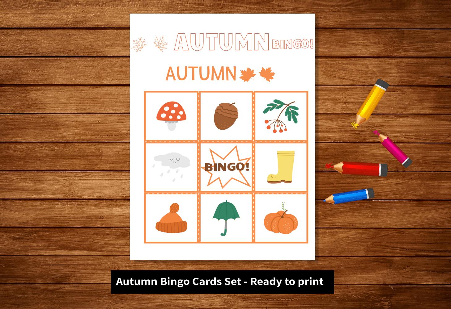 Autumn Bingo Game – Printable Fall Activity for Kids and Family, PDF ...