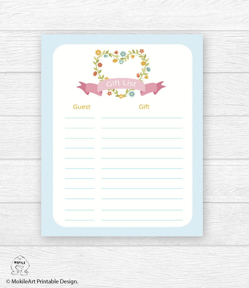 Baby Shower Gift List Printable Digital Gift List Baby Etsy