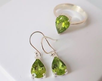 Peridot, set de bijoux péridot , ensemble de bijoux , peridot en argent , olivine