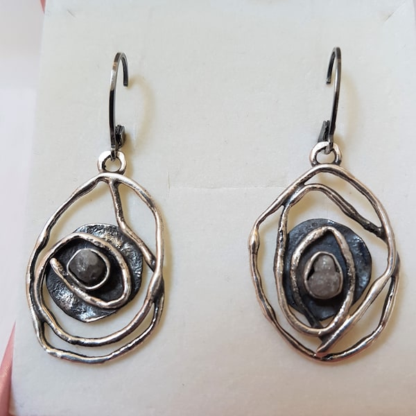Chalzedon, Chalcedon earrings, Chalcedon in silver, Silver earrings with chalcedony