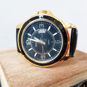 Relógio masculino com visual retrô, relógio de pulso com pulseira de couro, relógio de pulso masculino