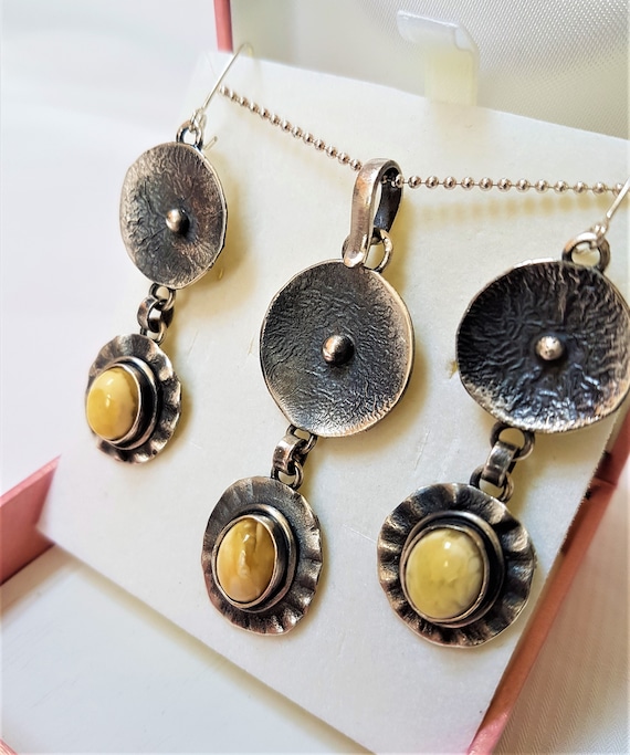 Amber, Amber Jewelry Set, Jewelry Set, Amber in Silver, Amber