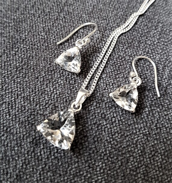 Mountain Crystal Mountain Crystal Jewelry Set Jewelry Set Mountain Crystal in Silver Crystal Etsy
