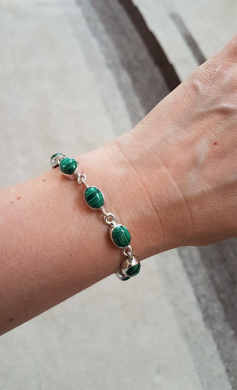 green malachite in silver bracelet with malachite Malachite bracelet