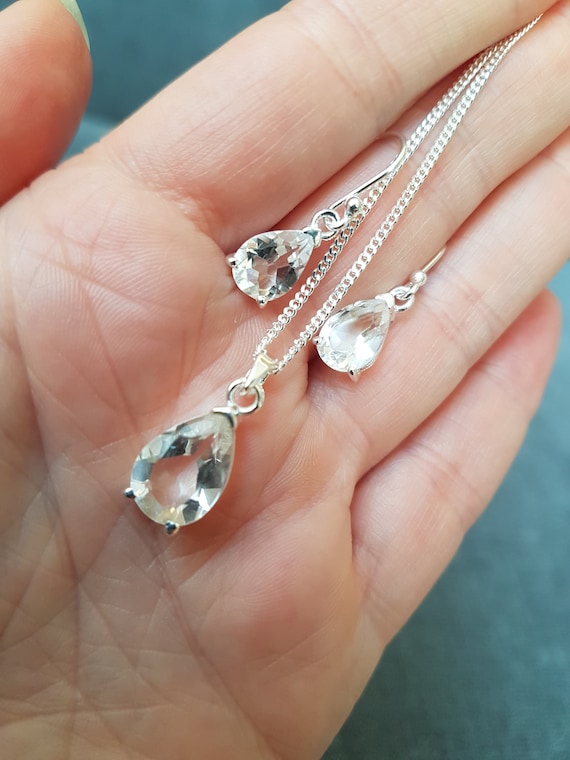 Mountain Crystal Mountain Crystal Jewelry Set Jewelry Set Mountain Crystal in Silver Crystal Etsy