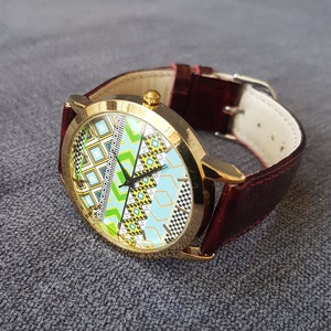 Women&#39;s watch retro look, wristwatch with leather strap, women&#39;s wristwatch