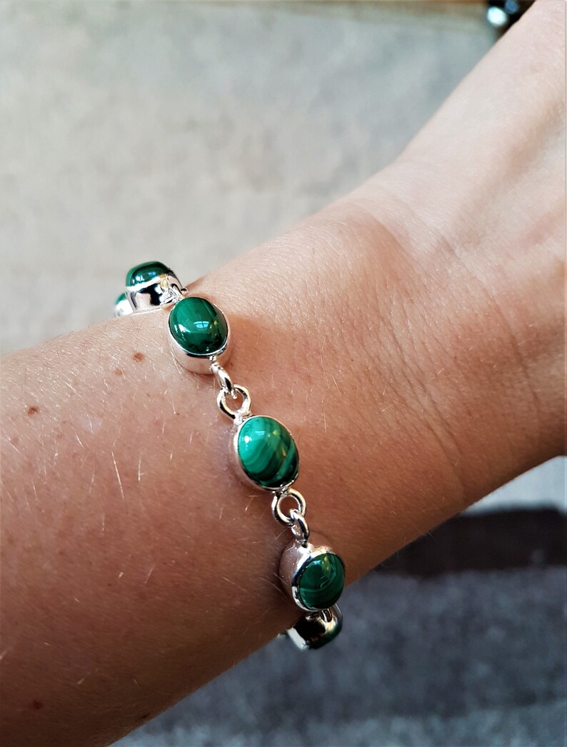 green malachite in silver bracelet with malachite Malachite bracelet