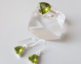 Peridot, set de bijoux péridot , ensemble de bijoux , peridot en argent , olivine