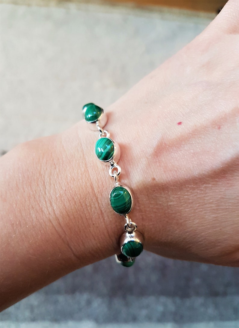 green malachite in silver bracelet with malachite Malachite bracelet