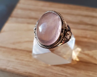 Bague en quartz rose, bague en quartz rutile, bague en argent