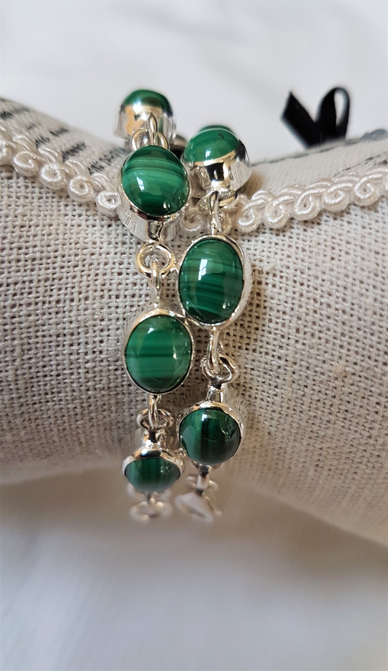 green malachite in silver bracelet with malachite Malachite bracelet