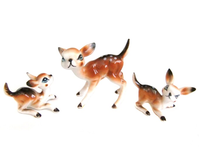 Miniature Deer Figurines Vintage Deer Doe Fawn Figurines Etsy