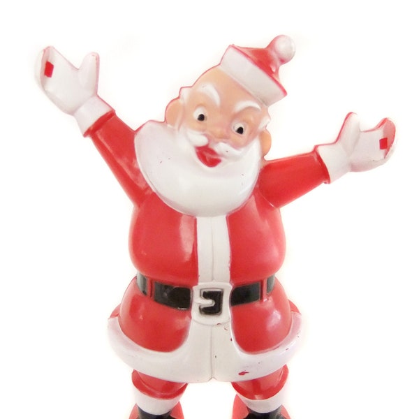 Large Vintage Santa Candy Holder, Mid Century Vintage 1950's Christmas Decorations, Hard Plastic Santa Figurine