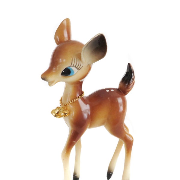Vintage Deer Figurine, Vintage Reindeer, Christmas Decor,  Retro Deer, Vintage Bambi Deer, Kitsch Fawn Deer, Hong Kong Plastic Deer